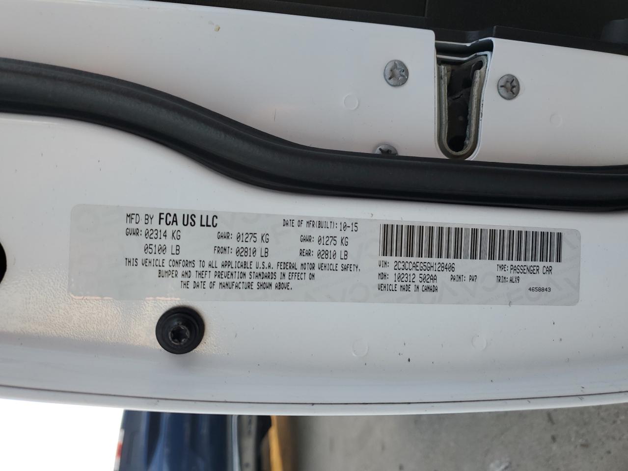 2016 Chrysler 300C VIN: 2C3CCAEG5GH128406 Lot: 82336265