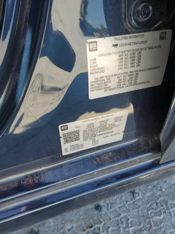 2022 Chevrolet Silverado K2500 Heavy Duty Lt VIN: 1GC5YNE73NF316336 Lot: 85514645
