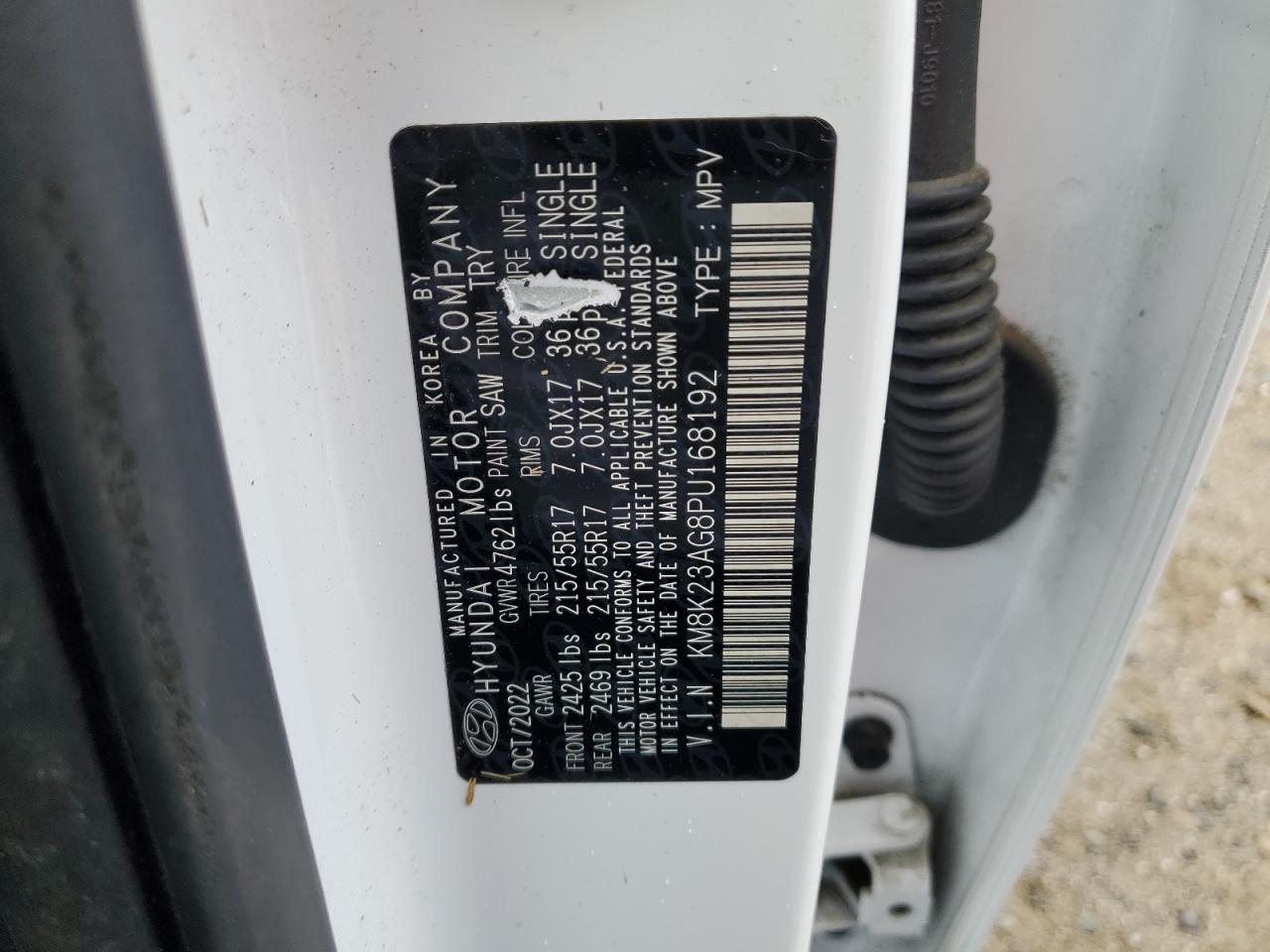 2023 Hyundai Kona Se VIN: KM8K23AG8PU168192 Lot: 81912305