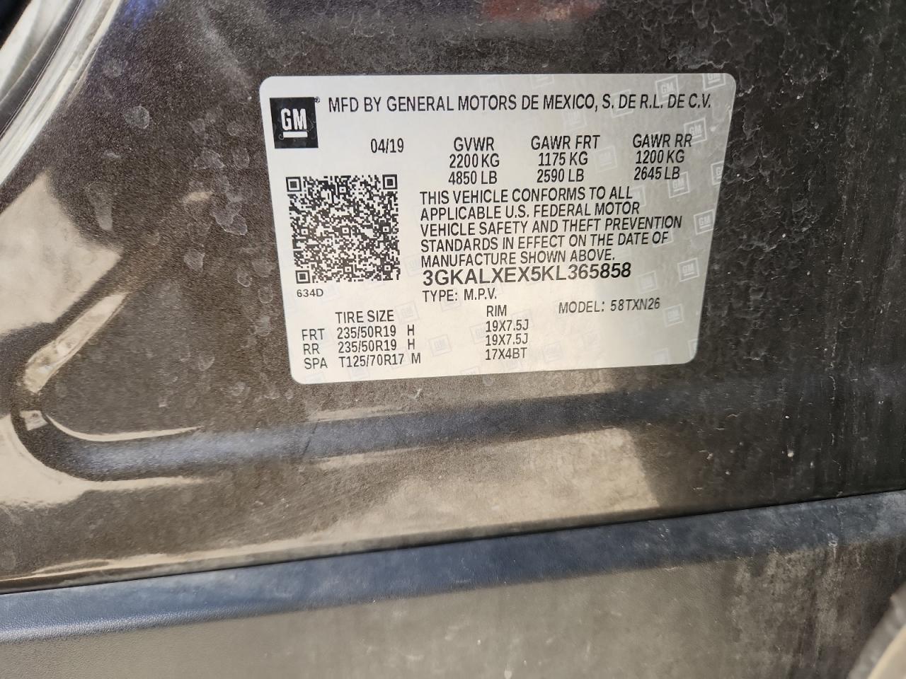 2019 GMC Terrain Denali VIN: 3GKALXEX5KL365858 Lot: 91006335