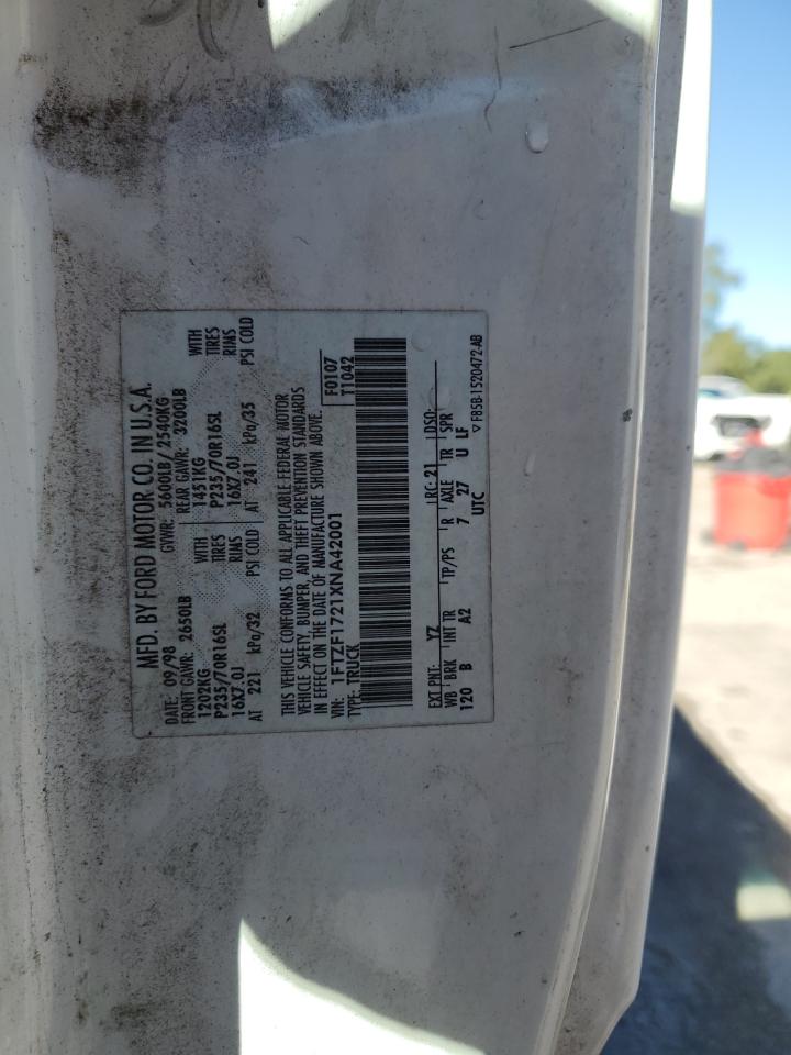 1999 Ford F150 VIN: 1FTZF1721XNA42001 Lot: 89681395