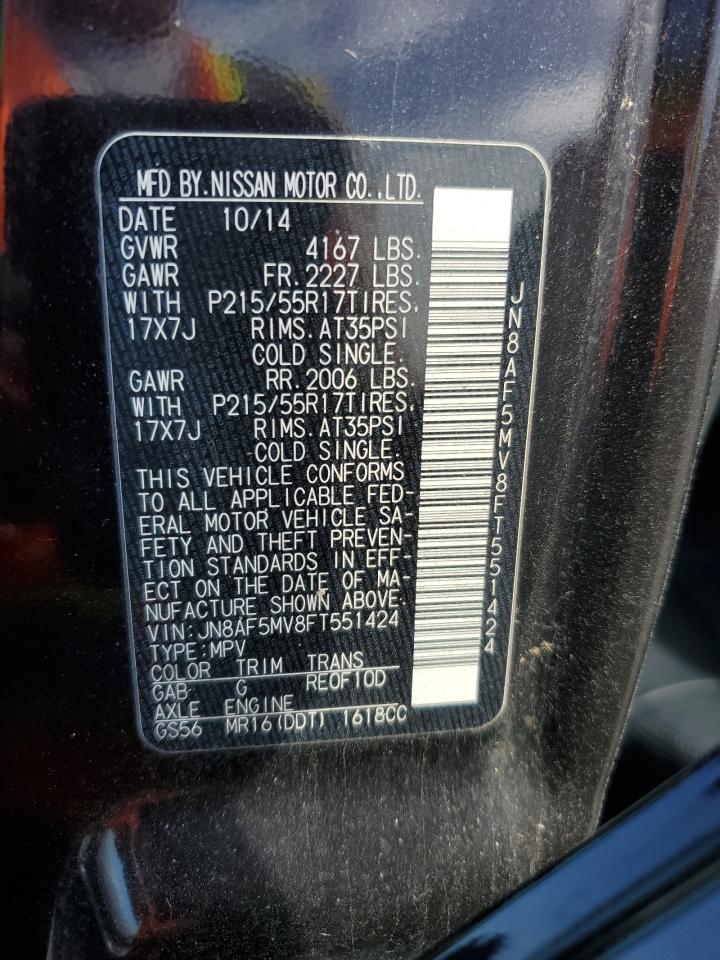 2015 Nissan Juke S VIN: JN8AF5MV8FT551424 Lot: 81943245