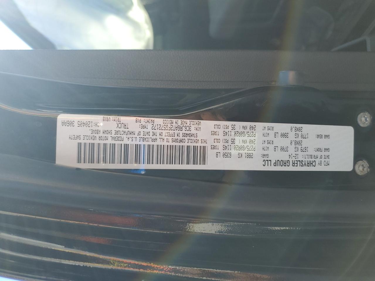 2015 Ram 1500 St VIN: 3C6JR6AT2FG572172 Lot: 86489745