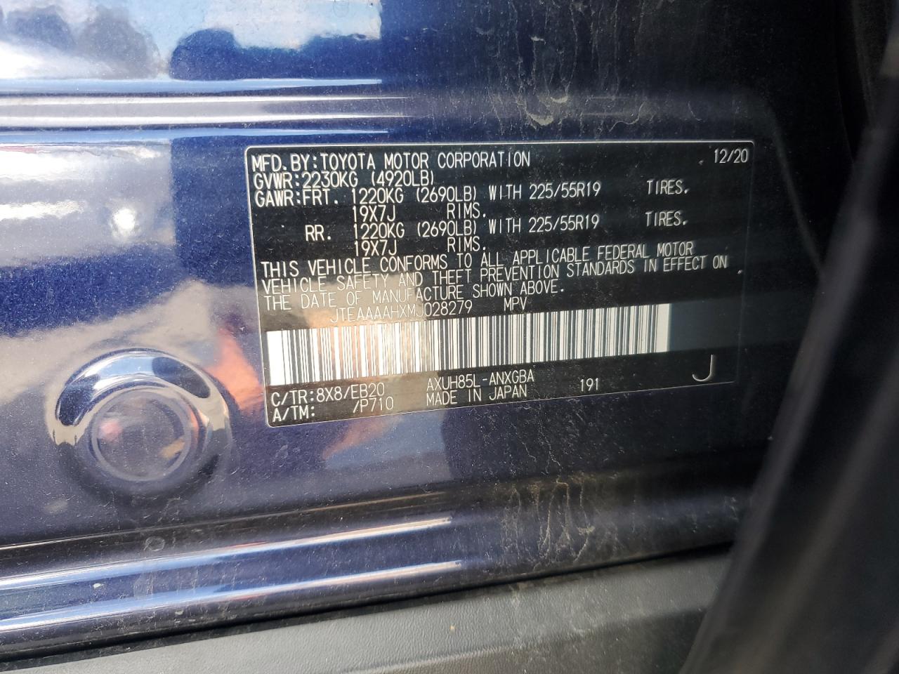 2021 Toyota Venza Le VIN: JTEAAAAHXMJ028279 Lot: 82310905