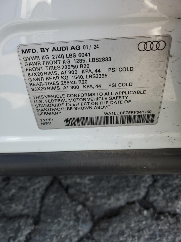 2024 Audi Q4 E-Tron Premium Plus VIN: WA1LUBFZ5RP041760 Lot: 81819215