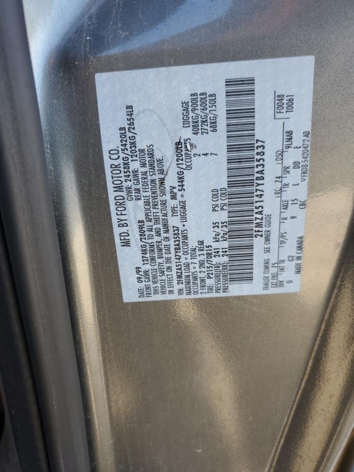 2000 Ford Windstar Lx VIN: 2FMZA5147YBA35837 Lot: 82560365