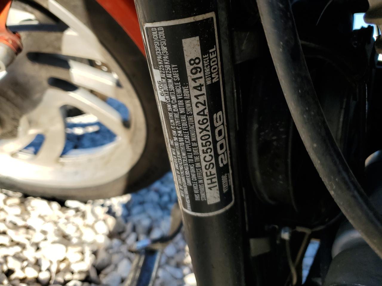 2006 Honda Vtx1300 C VIN: 1HFSC550X6A214198 Lot: 82219655