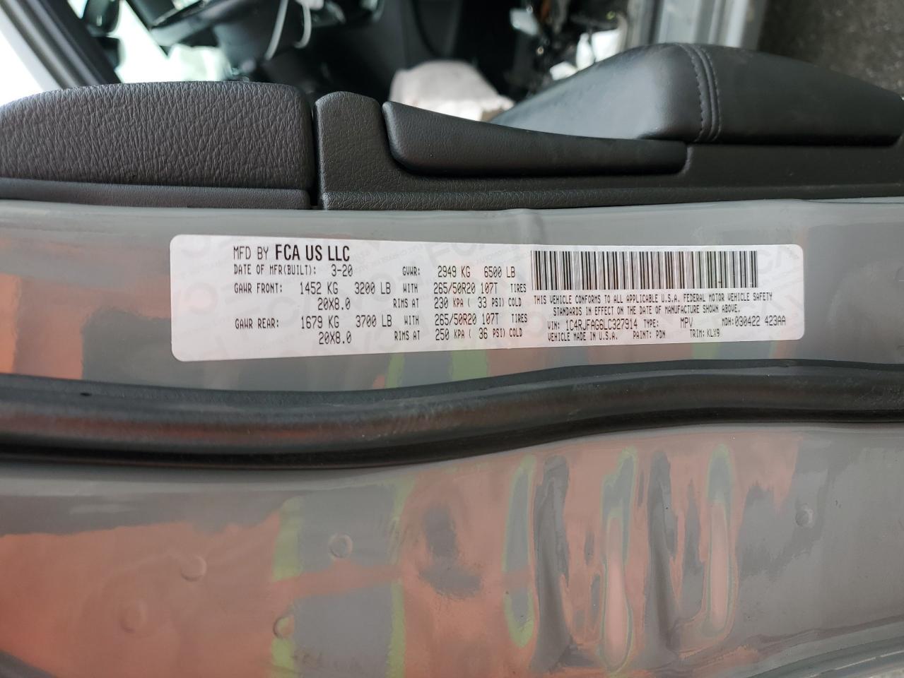 2020 Jeep Grand Cherokee Laredo VIN: 1C4RJFAG6LC327914 Lot: 84989795