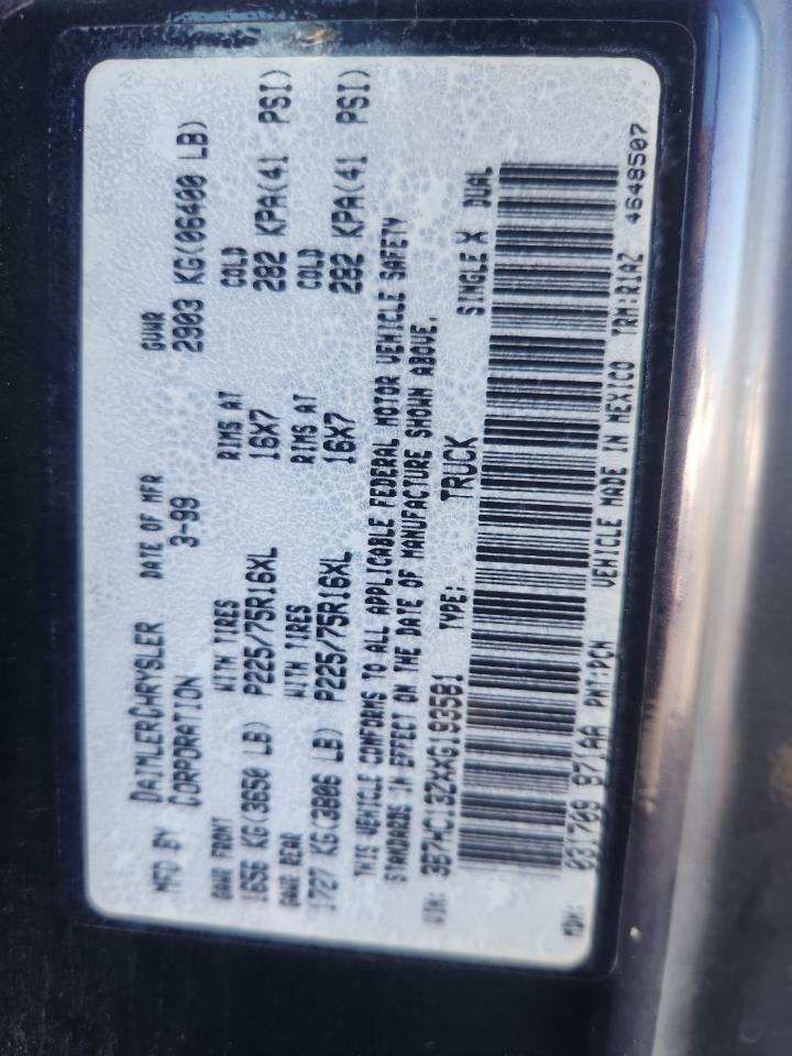 1999 Dodge Ram 1500 VIN: 3B7HC13ZXXG193581 Lot: 90536745