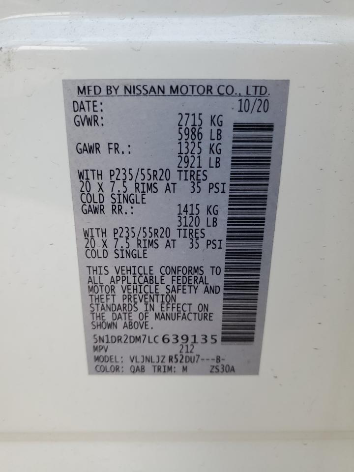 2020 Nissan Pathfinder Platinum VIN: 5N1DR2DM7LC639135 Lot: 86424795