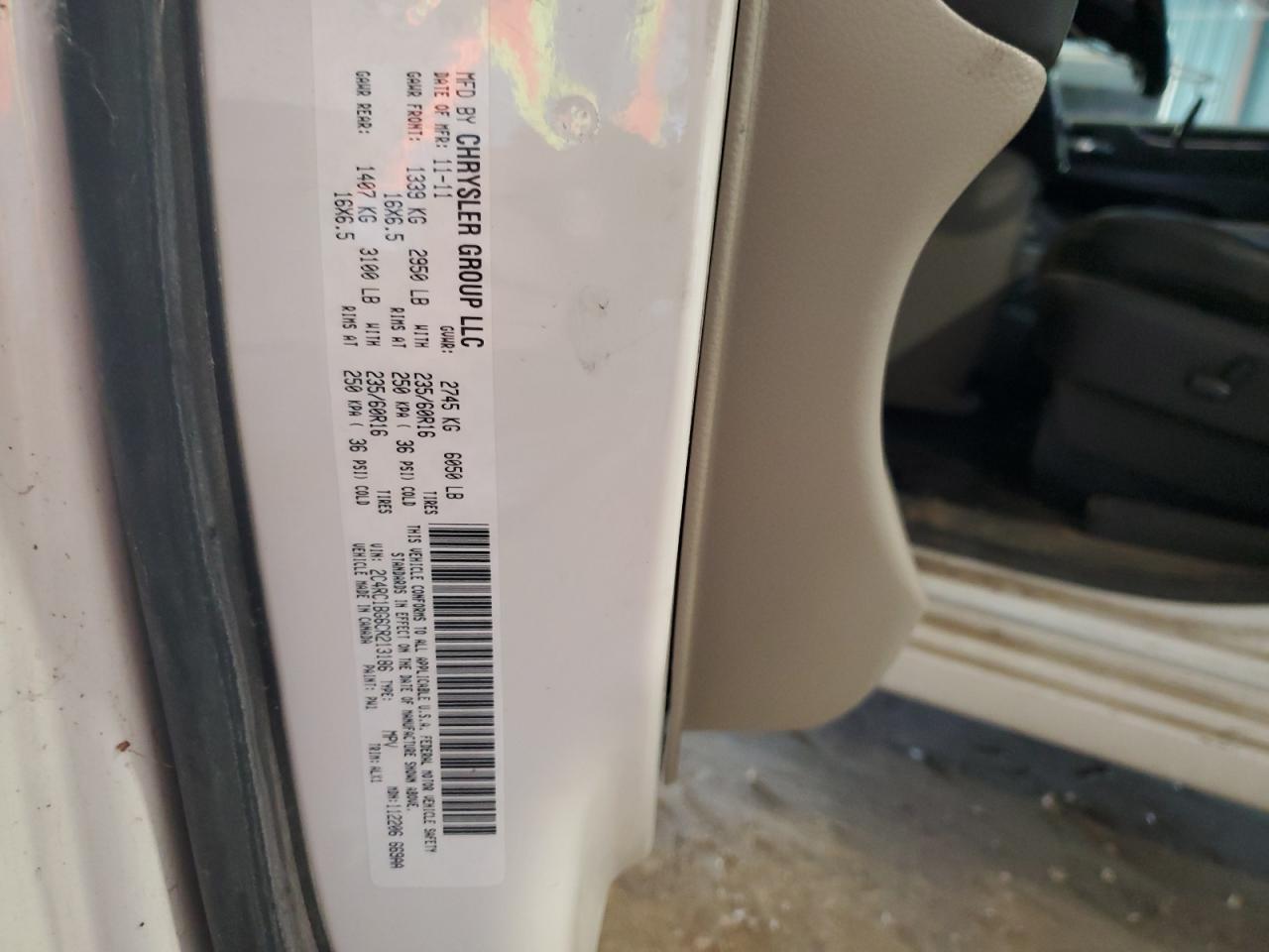 2012 Chrysler Town & Country Touring VIN: 2C4RC1BG6CR213186 Lot: 86081625