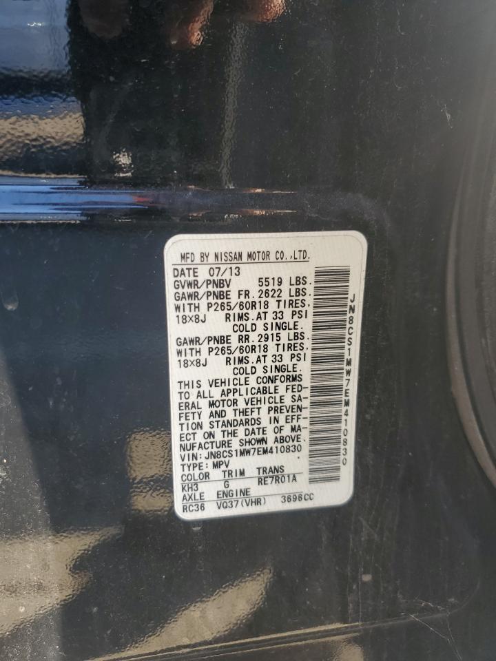 2014 Infiniti Qx70 VIN: JN8CS1MW7EM410830 Lot: 82619855