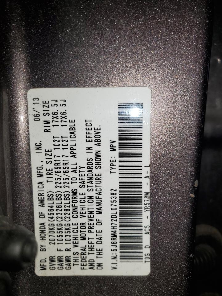 2013 Honda Cr-V Exl VIN: 5J6RM4H72DL075382 Lot: 87199105