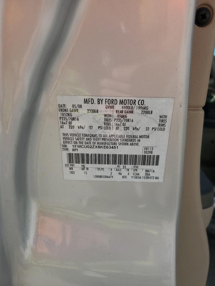 2008 Ford Escape Xls VIN: 1FMCU02ZX8KE63451 Lot: 81978915