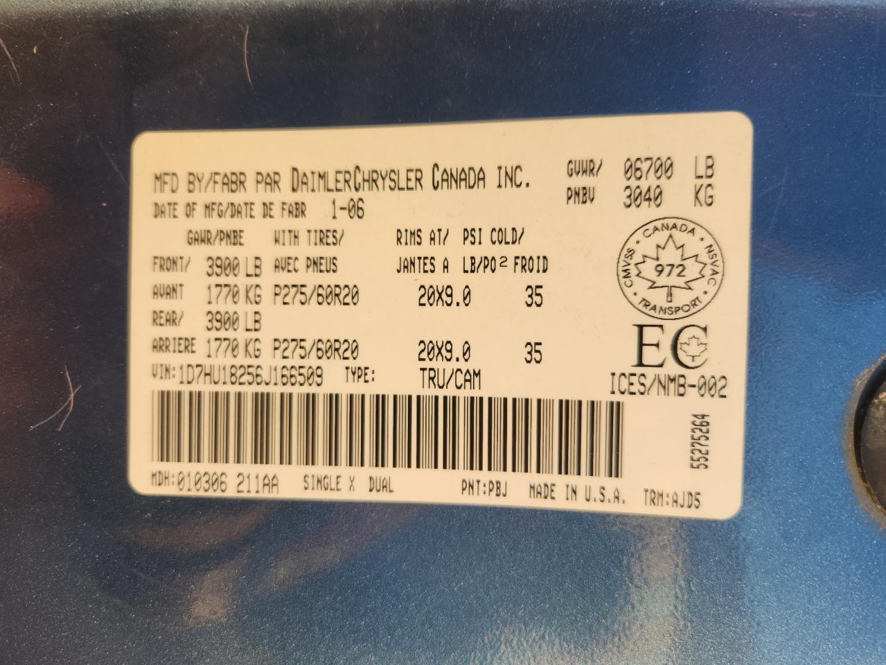 2006 Dodge Ram 1500 St VIN: 1D7HU18256J166509 Lot: 81943615
