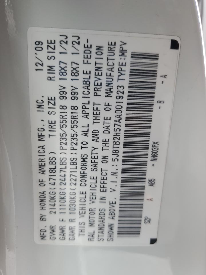 2010 Acura Rdx Technology VIN: 5J8TB2H57AA001923 Lot: 82712995