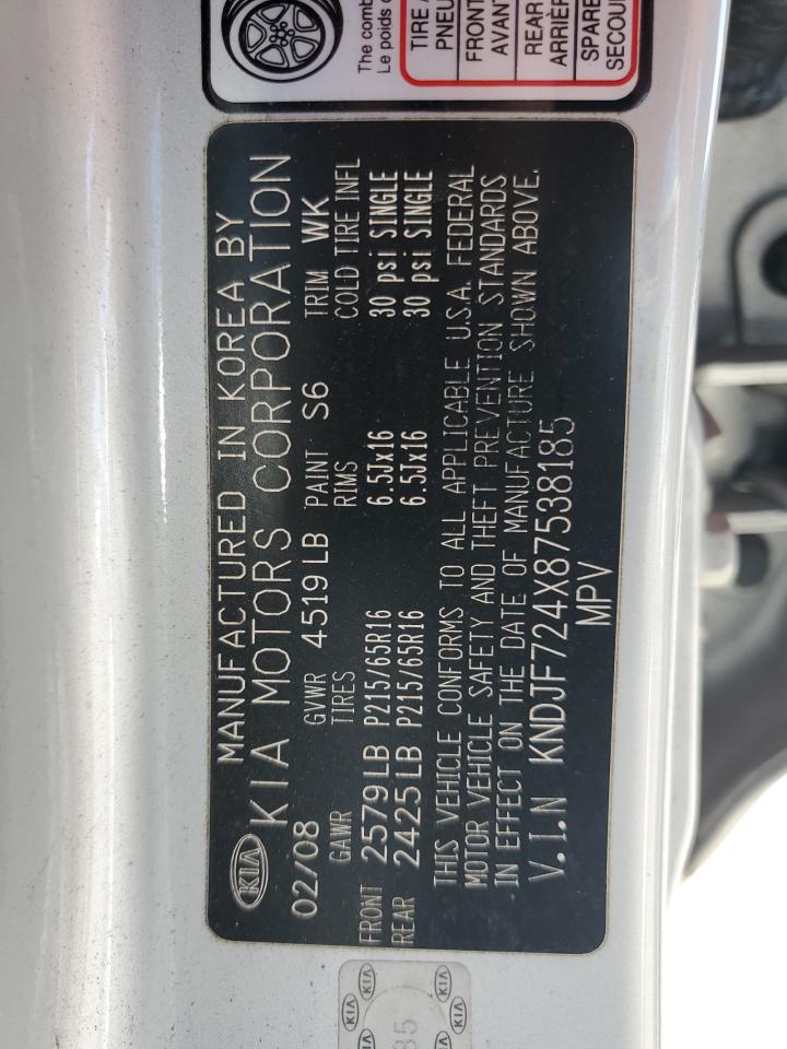 2008 Kia Sportage Lx VIN: KNDJF724X87538185 Lot: 85426705