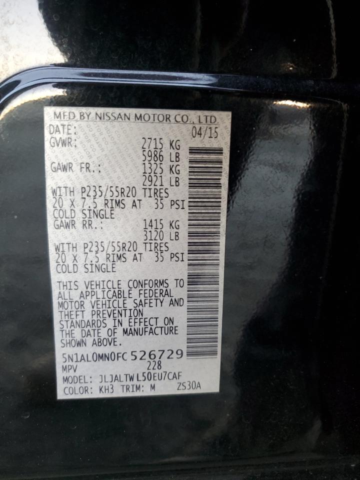 2015 Infiniti Qx60 VIN: 5N1AL0MN0FC526729 Lot: 82511945