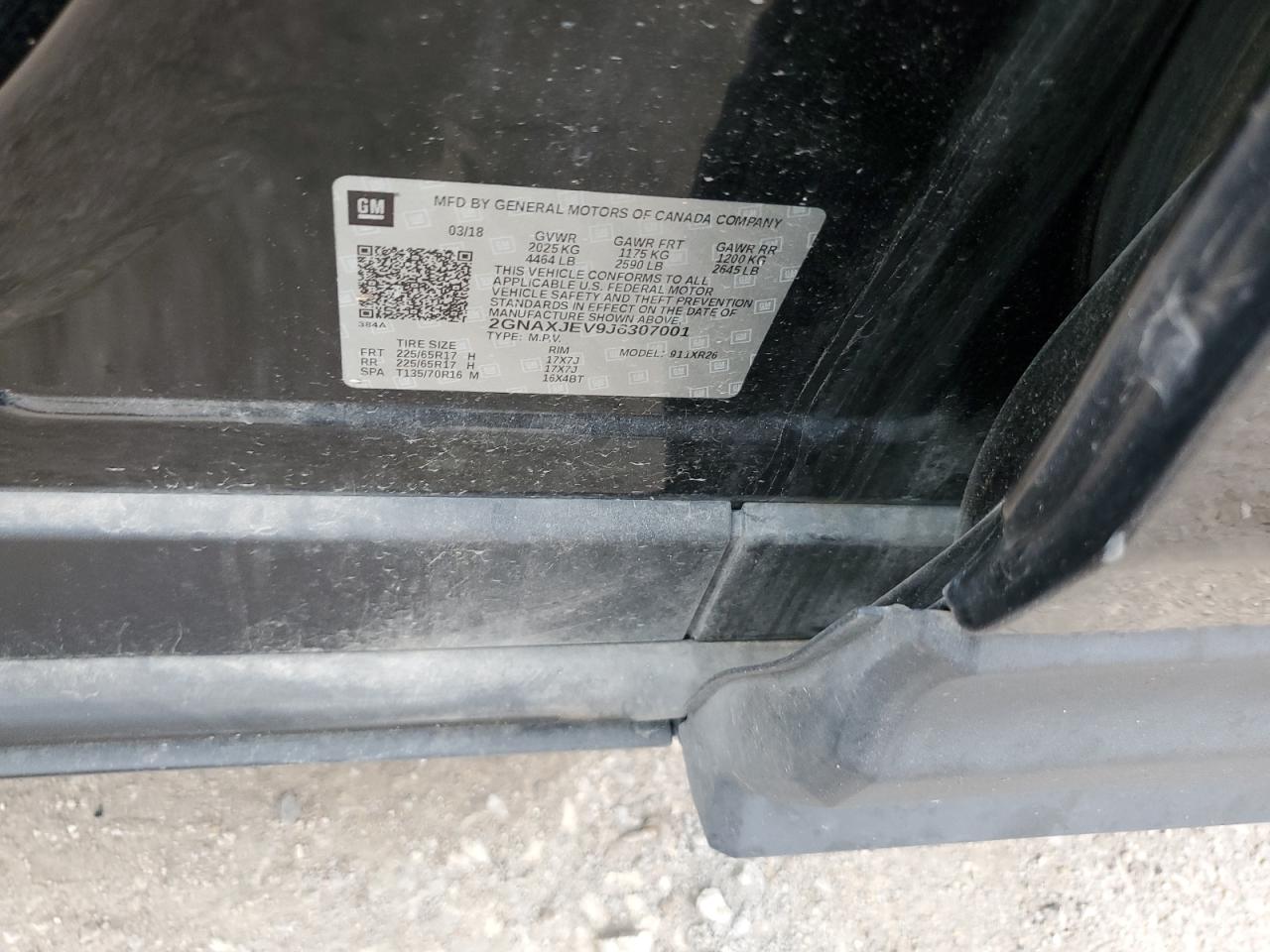 2018 Chevrolet Equinox Lt VIN: 2GNAXJEV9J6307001 Lot: 81875405