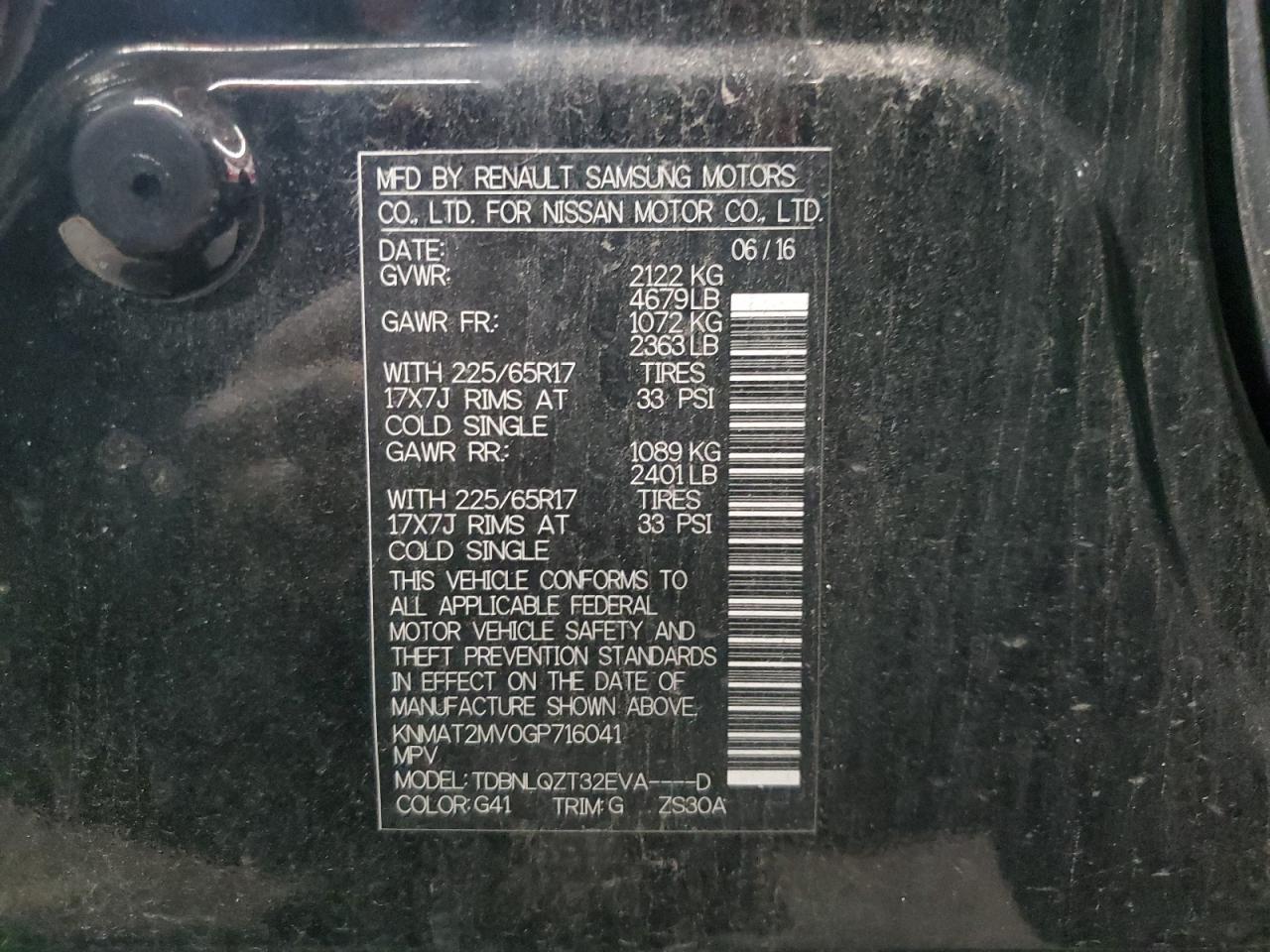 2016 Nissan Rogue S VIN: KNMAT2MV0GP716041 Lot: 85570165