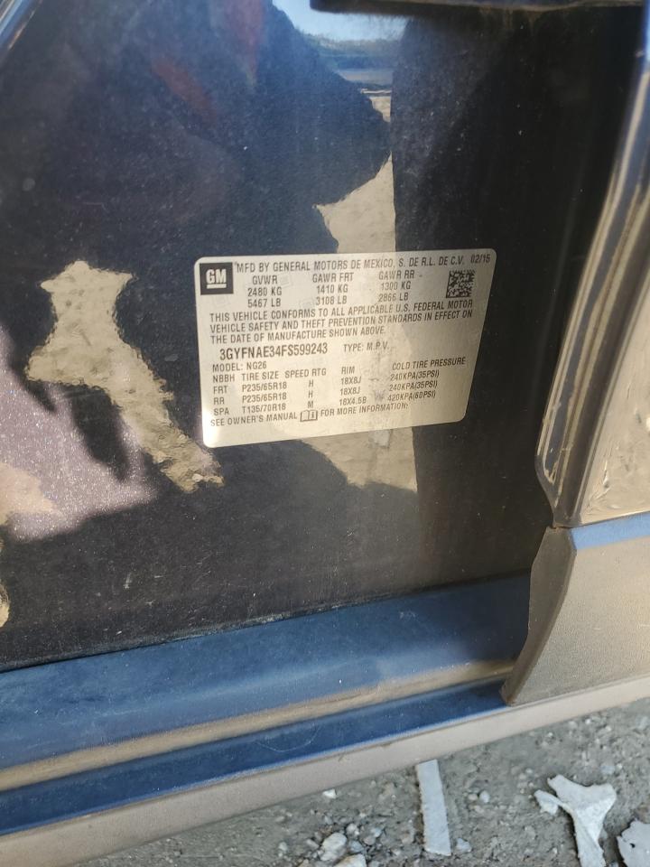 2015 Cadillac Srx VIN: 3GYFNAE34FS599243 Lot: 82422525