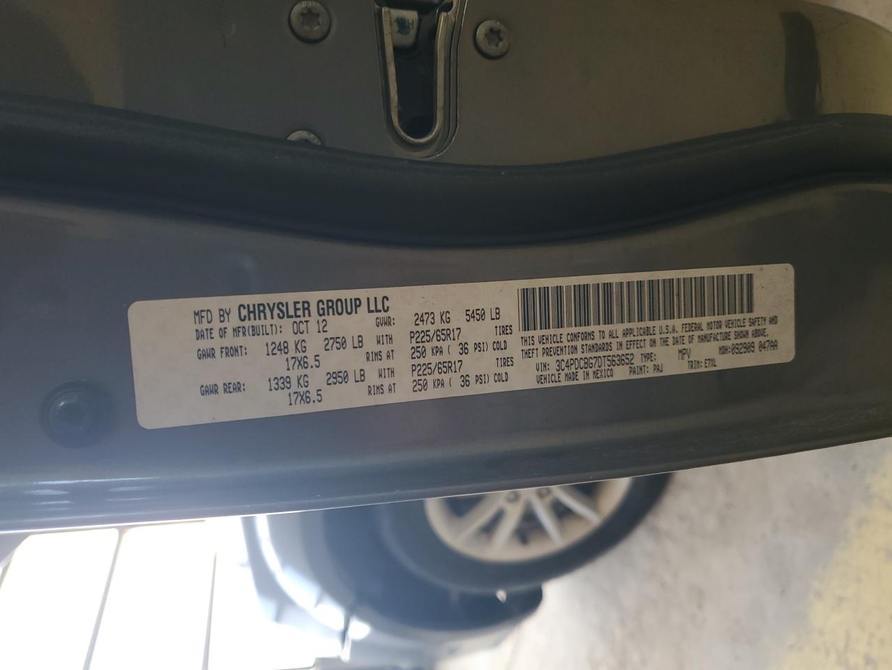 2013 Dodge Journey Sxt VIN: 3C4PDCBG7DT563652 Lot: 87005965