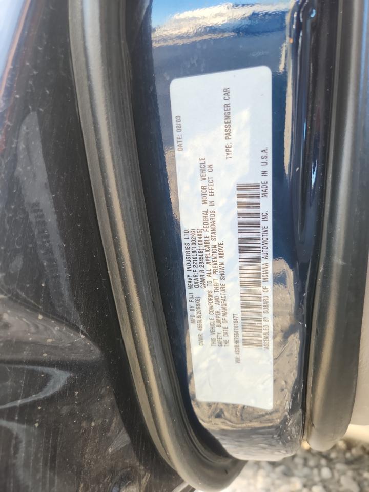 2004 Subaru Legacy Outback Awp VIN: 4S3BH675547610477 Lot: 85919845