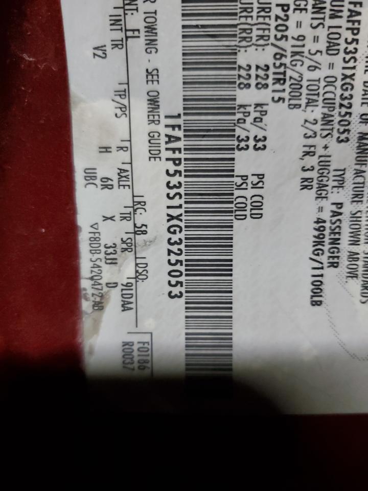 1999 Ford Taurus Se VIN: 1FAFP53S1XG325053 Lot: 87309395