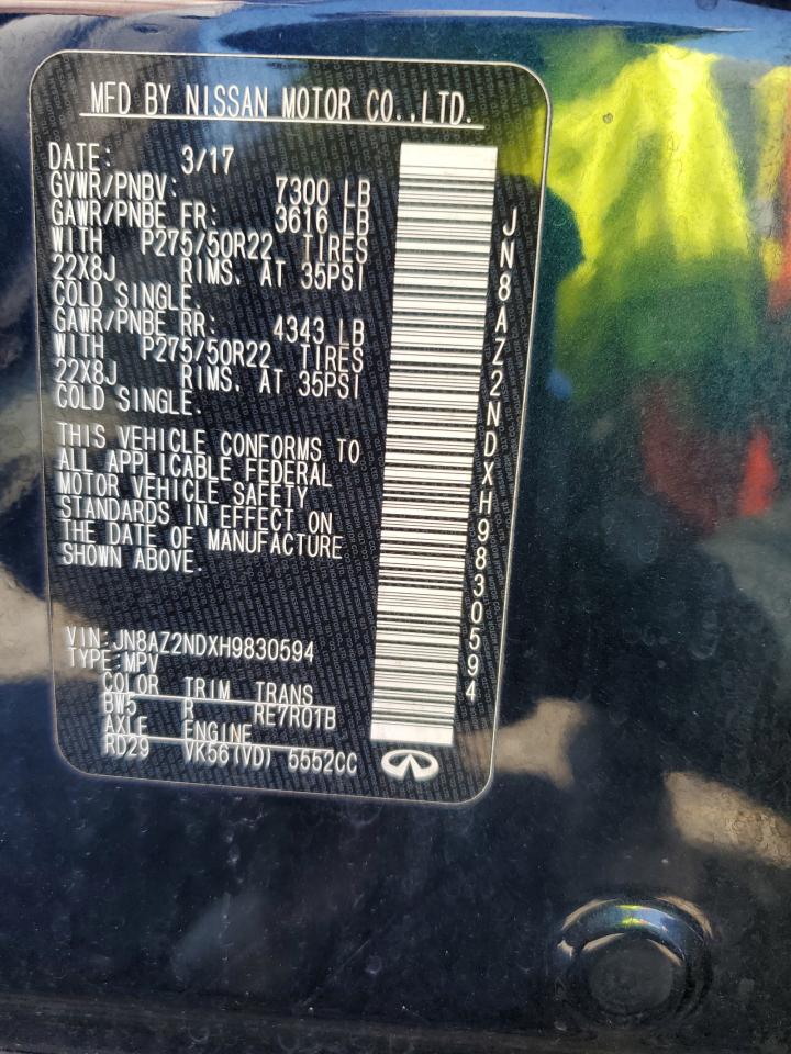 2017 Infiniti Qx80 Base VIN: JN8AZ2NDXH9830594 Lot: 90272625