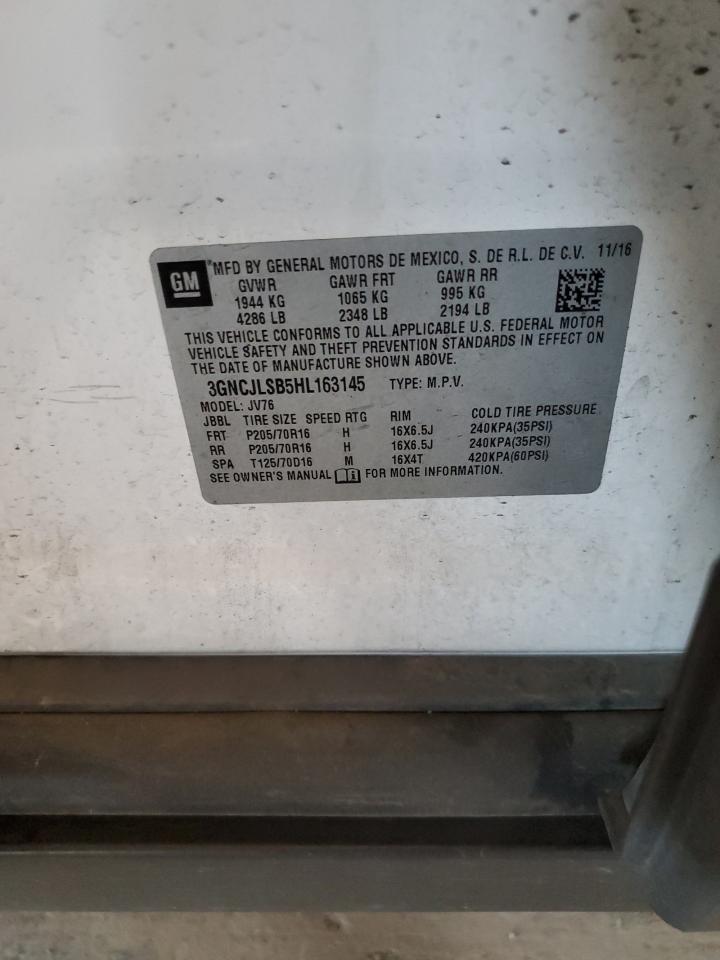 2017 Chevrolet Trax 1Lt VIN: 3GNCJLSB5HL163145 Lot: 82295235