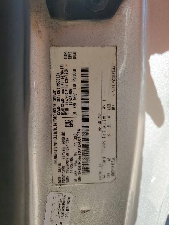 2019 Ford F550 Super Duty VIN: 1FDUF5GTXKDA01774 Lot: 84837945