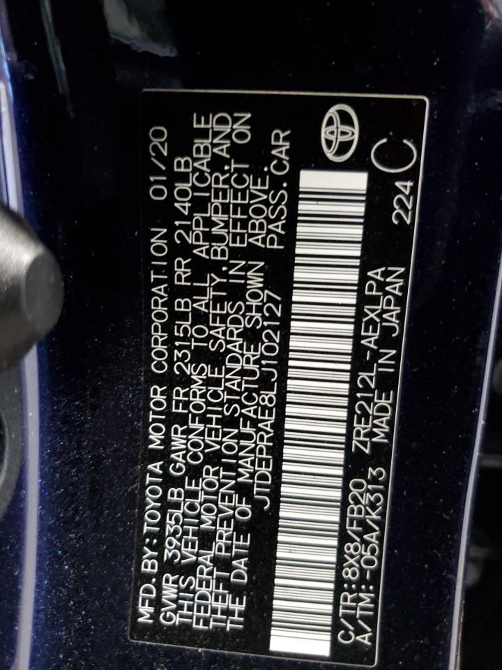 2020 Toyota Corolla Le VIN: JTDEPRAE8LJ102127 Lot: 84743325