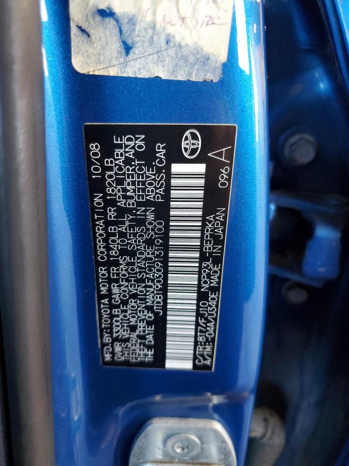 2009 Toyota Yaris VIN: JTDBT903091319100 Lot: 84994065