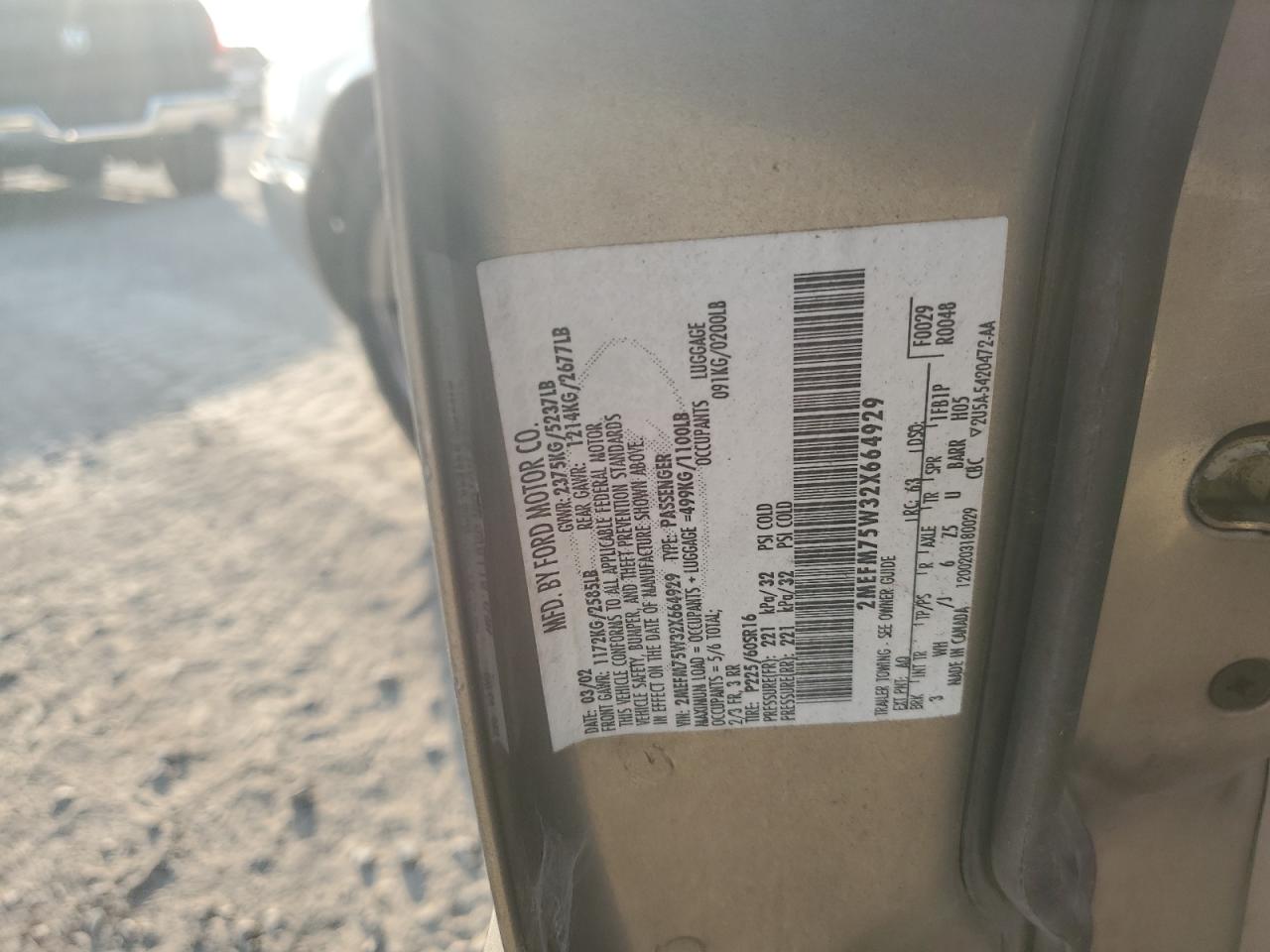 2002 Mercury Grand Marquis Ls VIN: 2MEFM75W32X664929 Lot: 81955105