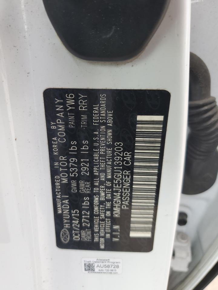 2016 Hyundai Genesis 3.8L VIN: KMHGN4JE5GU139203 Lot: 85719045