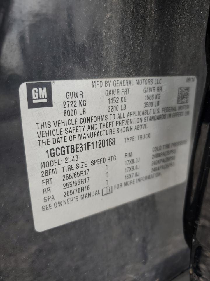 2015 Chevrolet Colorado Lt VIN: 1GCGTBE31F1120168 Lot: 85118915