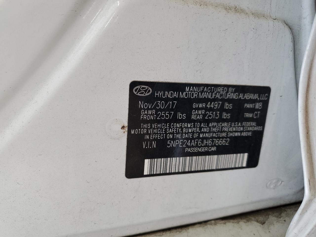 2018 Hyundai Sonata Se VIN: 5NPE24AF6JH676662 Lot: 85915495