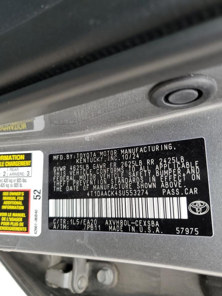 2025 Toyota Camry Xse VIN: 4T1DAACK4SU553274 Lot: 84920655