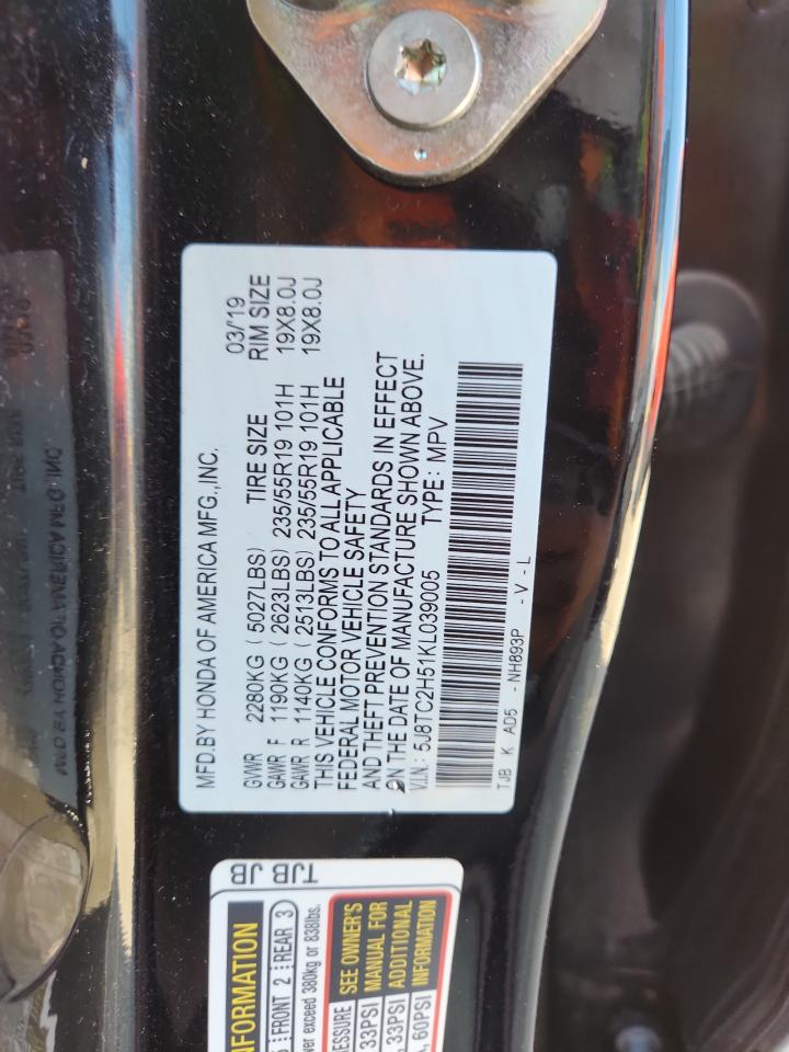 2019 Acura Rdx Technology VIN: 5J8TC2H51KL039005 Lot: 84868235