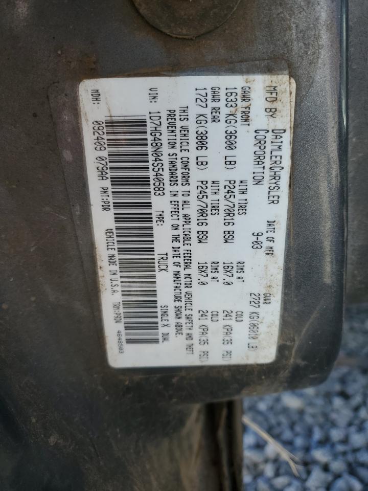 2004 Dodge Dakota Quad Slt VIN: 1D7HG48N04S540583 Lot: 85720985