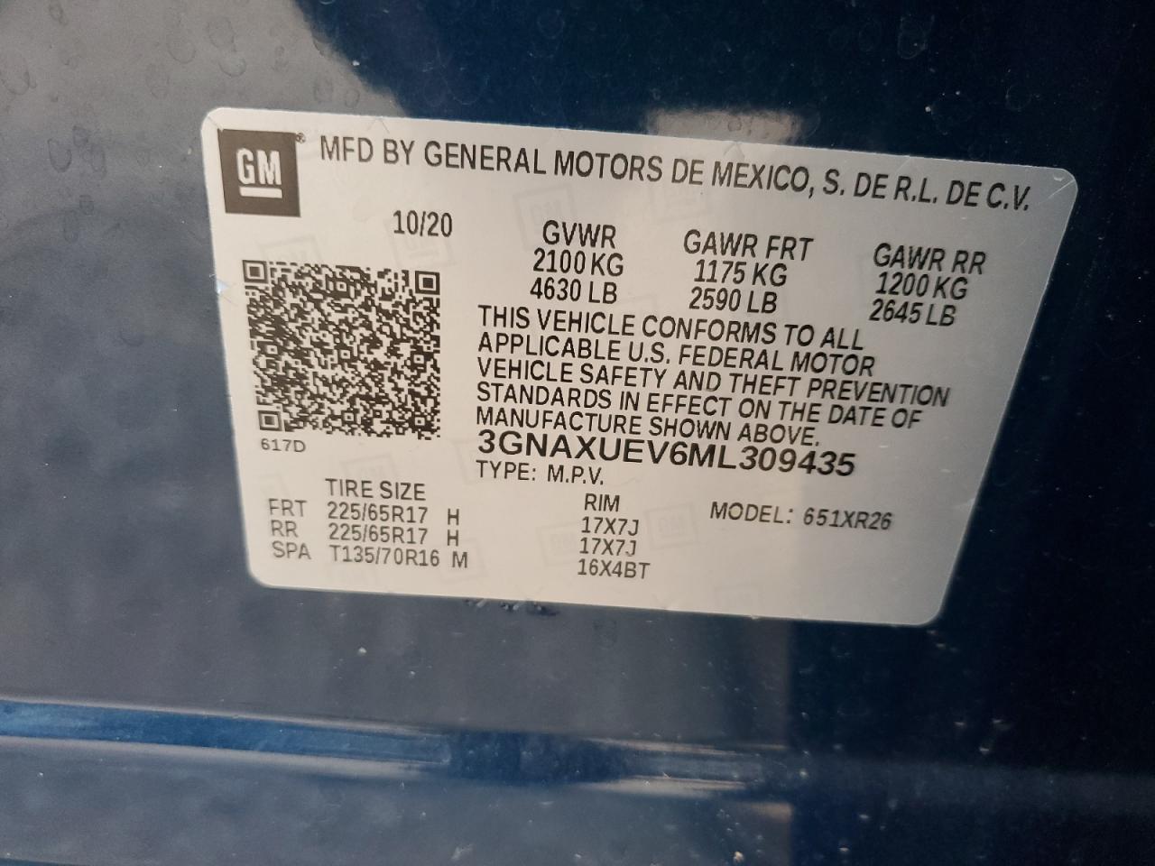 2021 Chevrolet Equinox Lt VIN: 3GNAXUEV6ML309435 Lot: 86522455