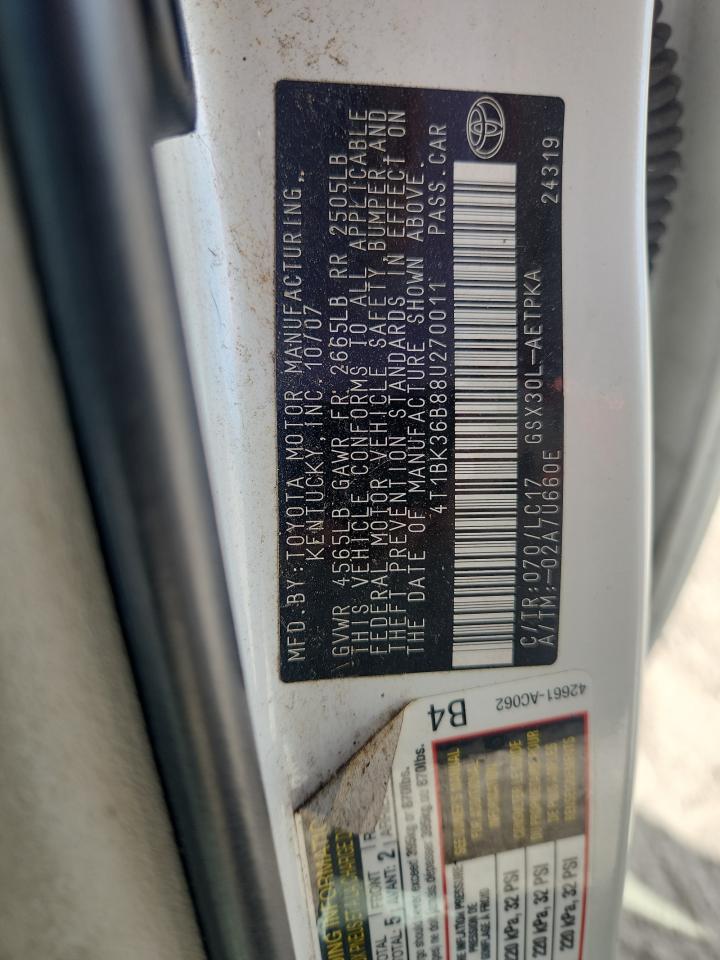 2008 Toyota Avalon Xl VIN: 4T1BK36B88U270011 Lot: 81972775