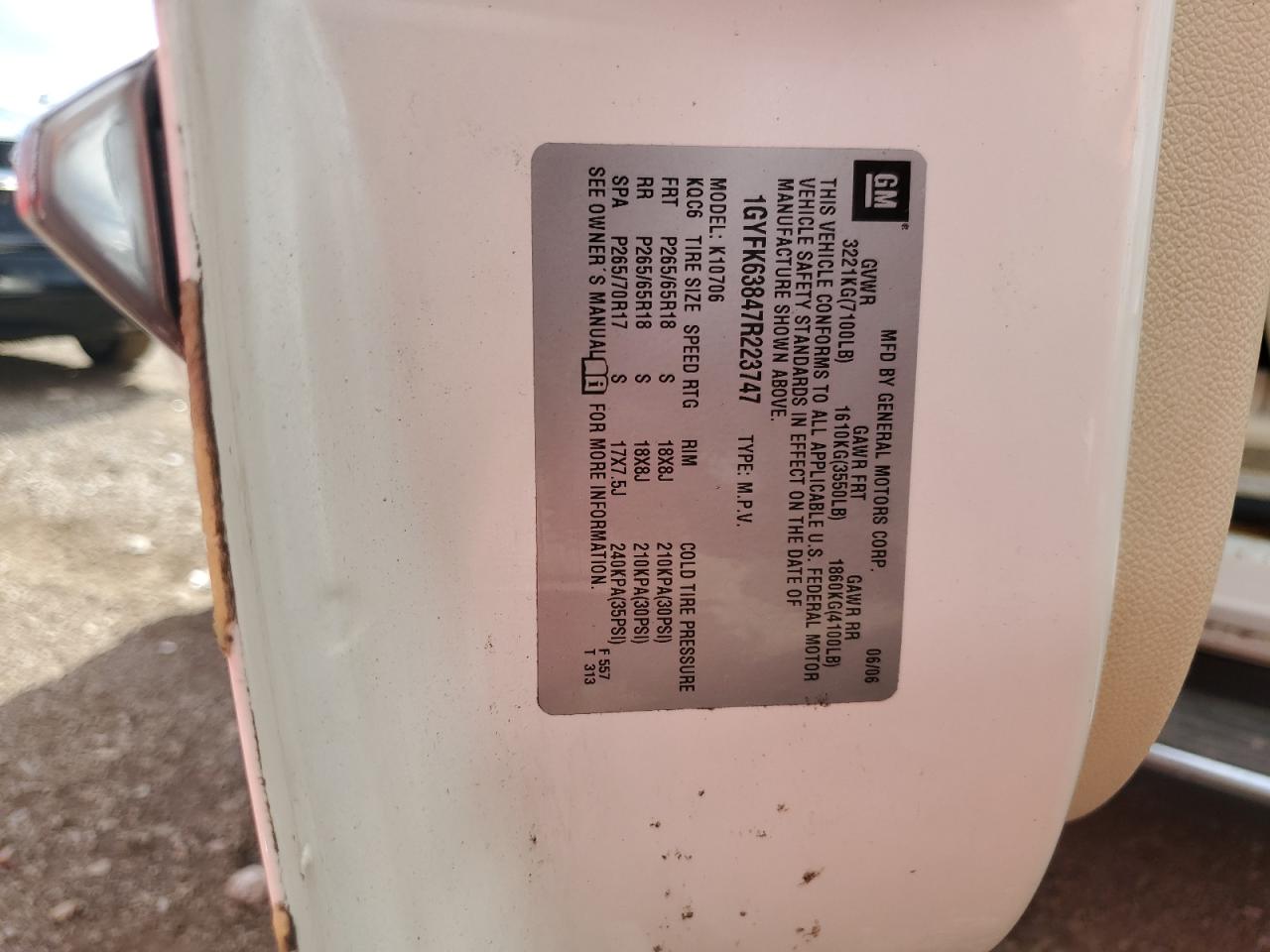 2007 Cadillac Escalade Luxury VIN: 1GYFK63847R223747 Lot: 87095425