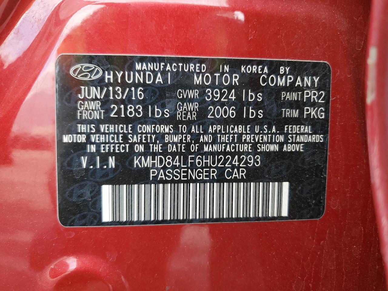 2017 Hyundai Elantra Se VIN: KMHD84LF6HU224293 Lot: 82203435