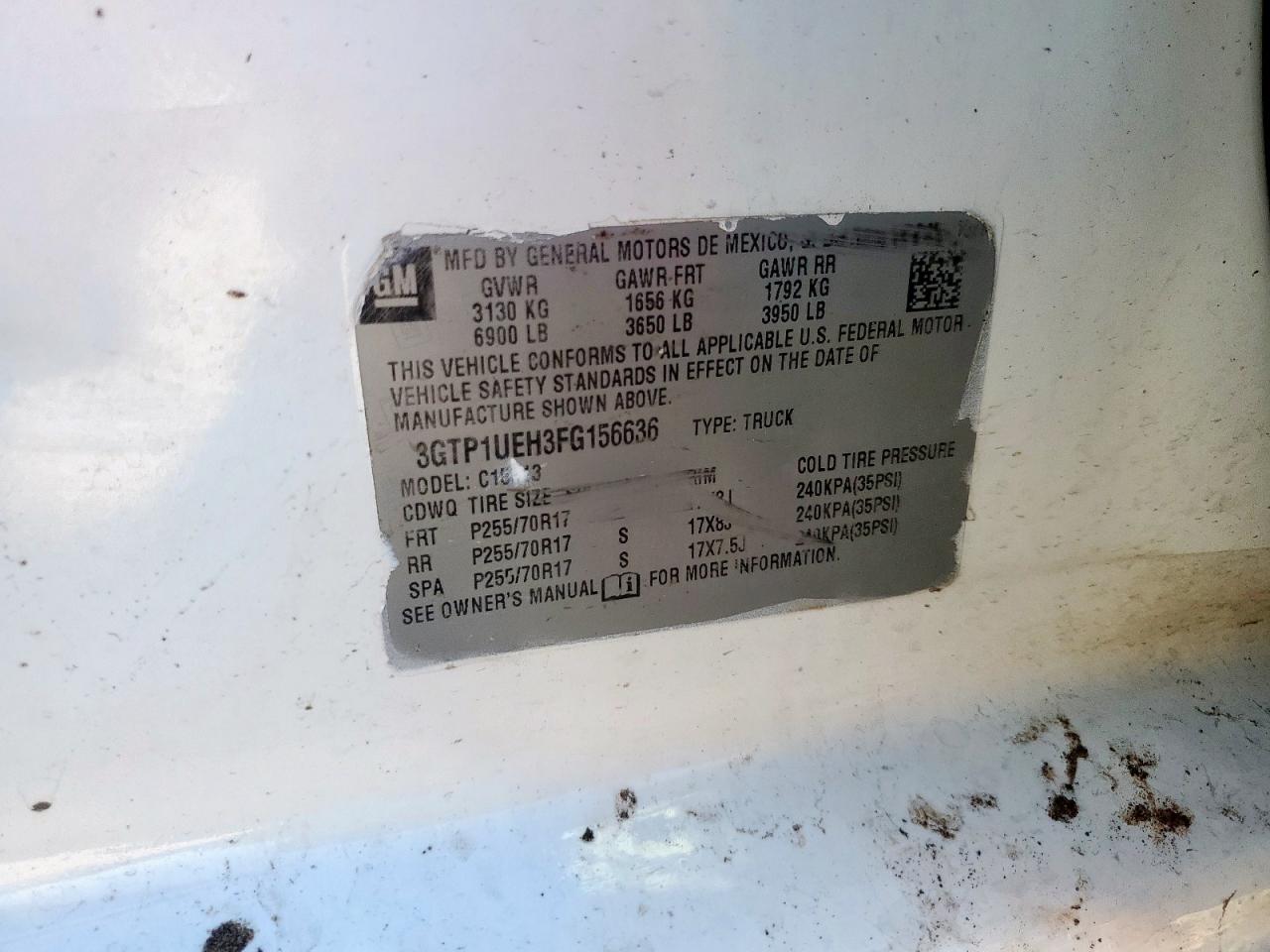 2015 GMC Sierra C1500 Sle VIN: 3GTP1UEH3FG156636 Lot: 90450065