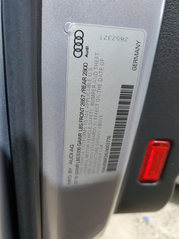 2020 Audi A6 Premium Plus VIN: WAUE8AF26LN003776 Lot: 85723055