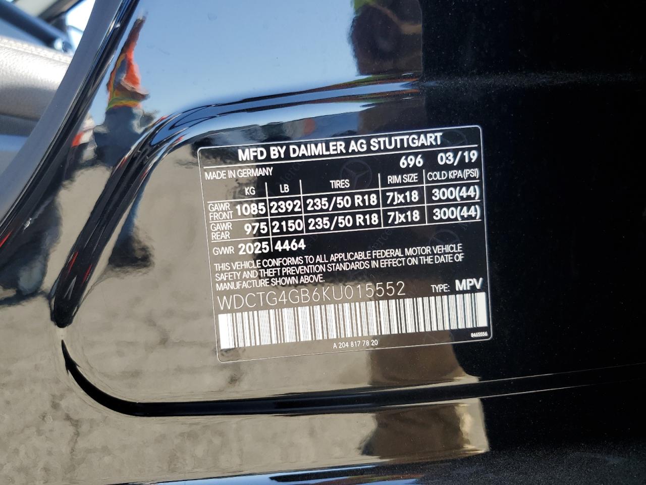 2019 Mercedes-Benz Gla 250 4Matic VIN: WDCTG4GB6KU015552 Lot: 85737235