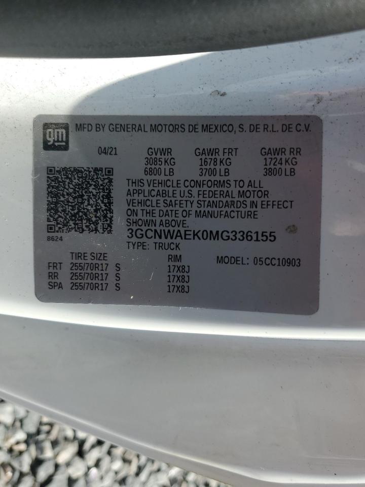 2021 Chevrolet Silverado C1500 VIN: 3GCNWAEK0MG336155 Lot: 85827205