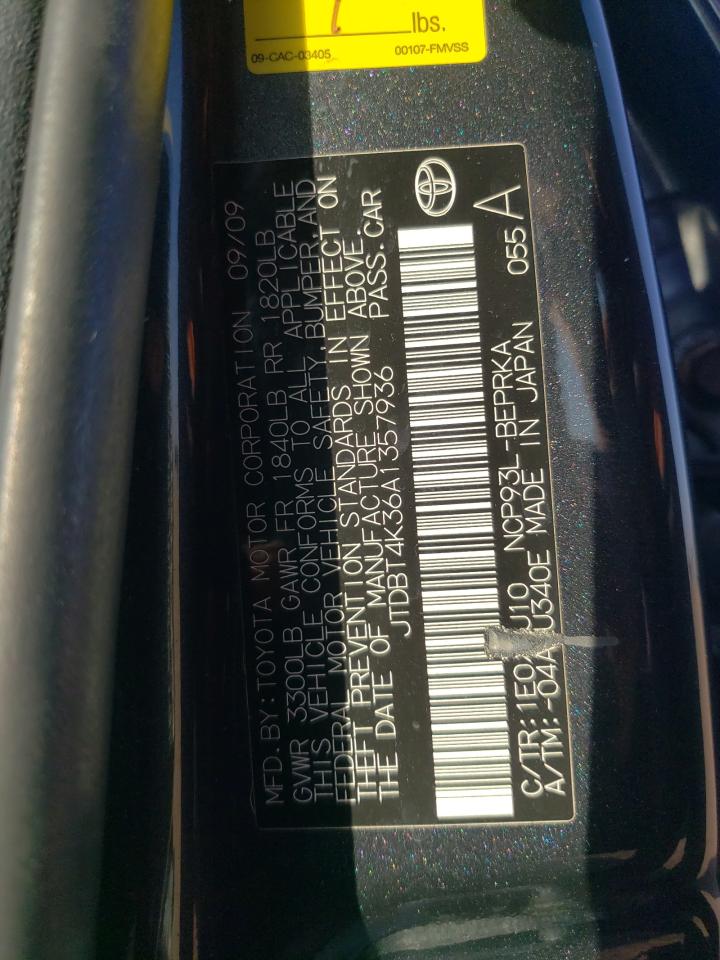 2010 Toyota Yaris VIN: JTDBT4K36A1357936 Lot: 85177585