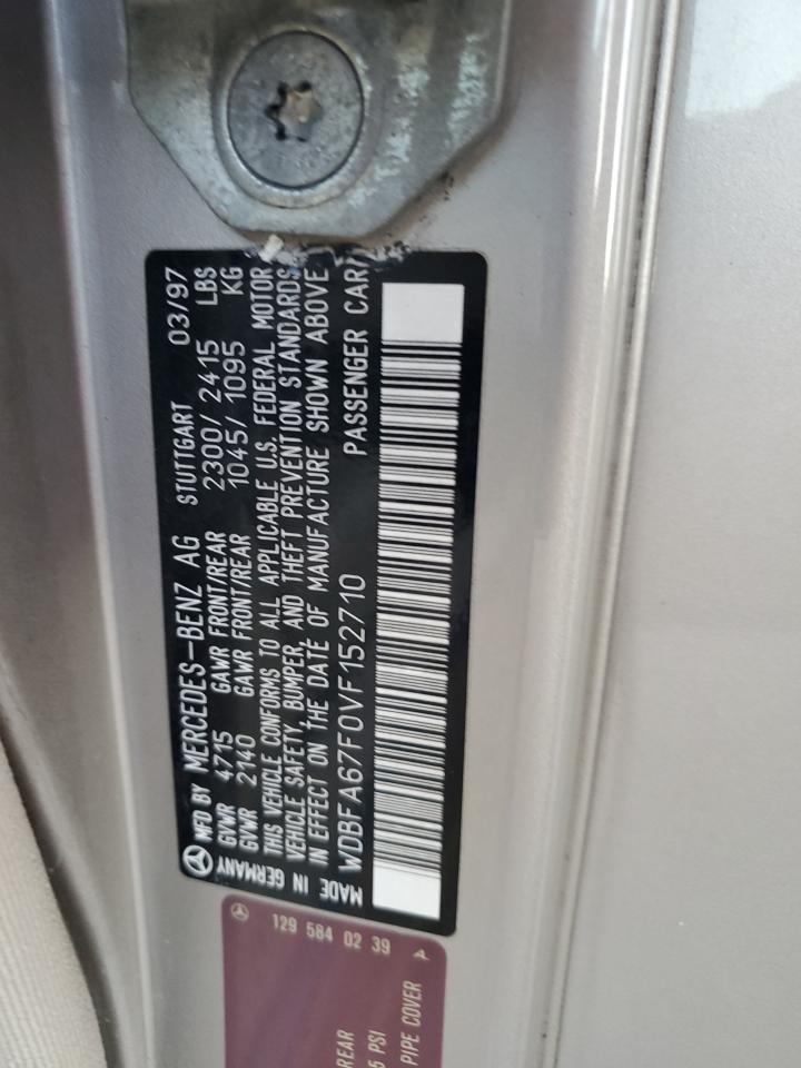 1997 Mercedes-Benz Sl 500 VIN: WDBFA67F0VF152710 Lot: 84878125